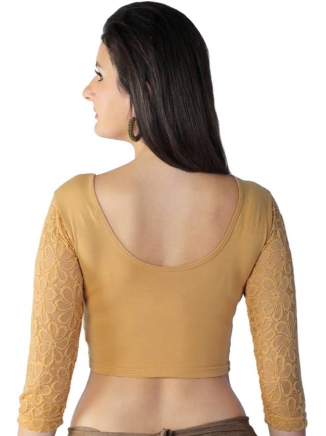 fressia fabrics women's stretchable readymade saree blouse crop top choli pack of 3