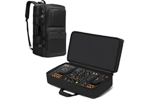 Aleemin DJ Controller Case Compatible with DDJ 400 / DDJ-FLX4 / DDJ-REV1, DJ Carrying Case DJ Backpack Padded with Multi-pocket, DJ Soft Case Gig-bag for DJ Controller & Accessories (22 * 13 * 4.5in)