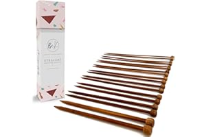 BeKnitting 9pc (10") High-Quality Bamboo Straight Knitting Needles Set for Adults & Kids | Carrying Case | Gift, Mothers Day