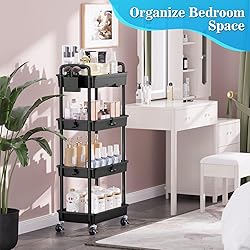 SUNALLY 4 Tier Rolling Utility Cart with