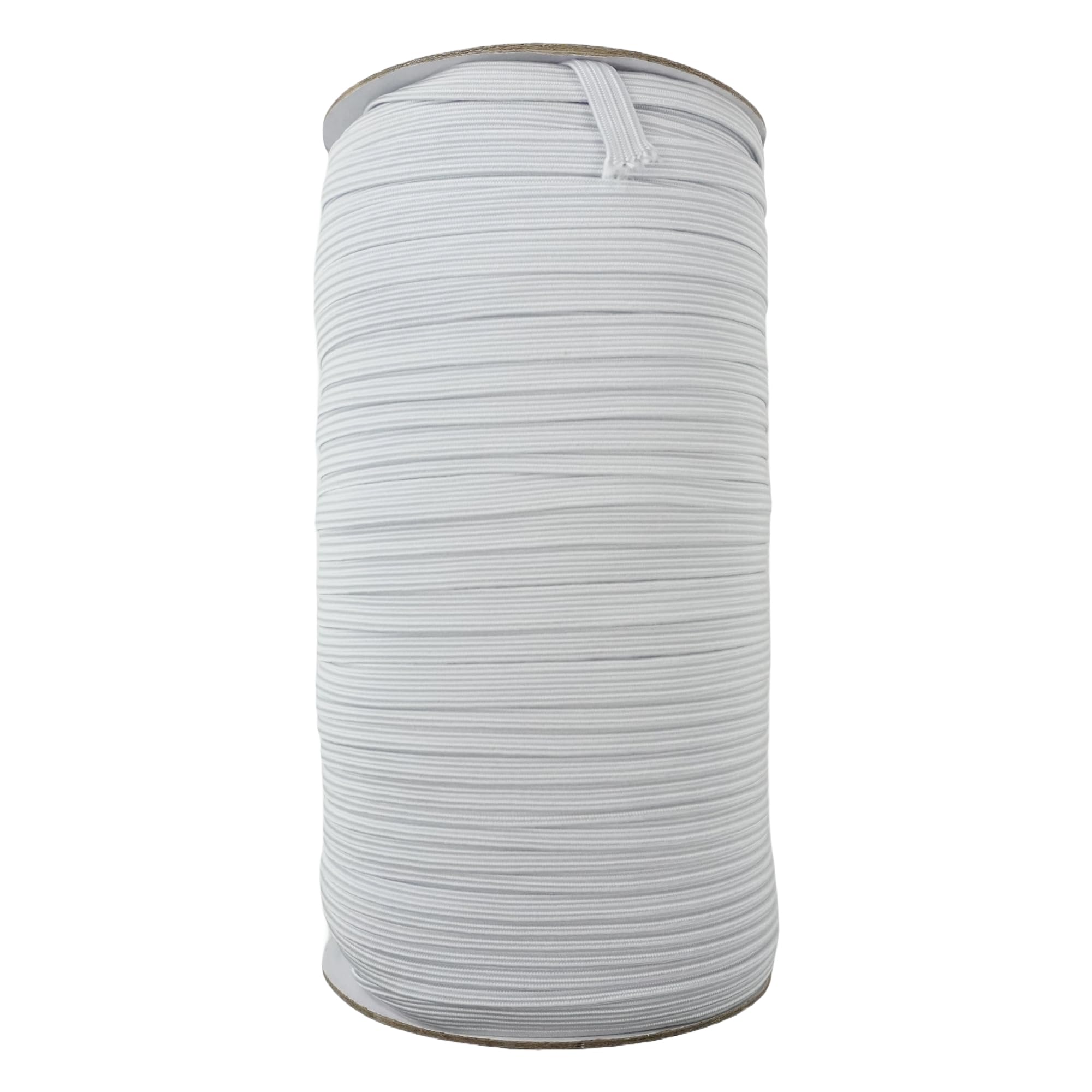 Trimming Shop Flat Elastic Band 7mm Braided Elastic Band Stretch Strap Smooth Elastic Cord for Dressmaking Headband, Sewing Clothing, Knitting, DIY Projects, White, 100 Metres