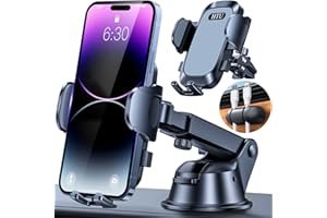 HTU 2024 Ultimate Car Phone Holder【80+LBS Strongest Suction & Military-Grade】【Patent & Safety Certs】Cell Phone Holder Truck Stand for Car Dashboard Windshield Vent for iPhone 15 Pro Max 14 13 Samsung,Grey