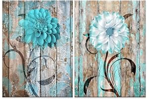 OFRKE 2-Piece Rustic Flower Diamond Painting Kits for Adults,Farmhouse 5D Diamond Art Kits for Beginner, DIY Full Drill Diamond Dots Gem Art and Crafts Home Wall Decor 12"x16"