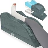 KingPavonini Leg Elevation Pillow for After Surgery, Single Leg, Grey | Ergonomic Curve Keeps leg/Knee Straight, Adjustable Memory Foam Leg Pillow, Pain &amp; Swelling Relief, Improve Blood Circulation