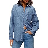 Cicy Bell Womens Oversized Denim Shirt Jean Jacket 2026 Spring Fashion Button Down Shirts Long Sleeve Tops Trendy Shackets