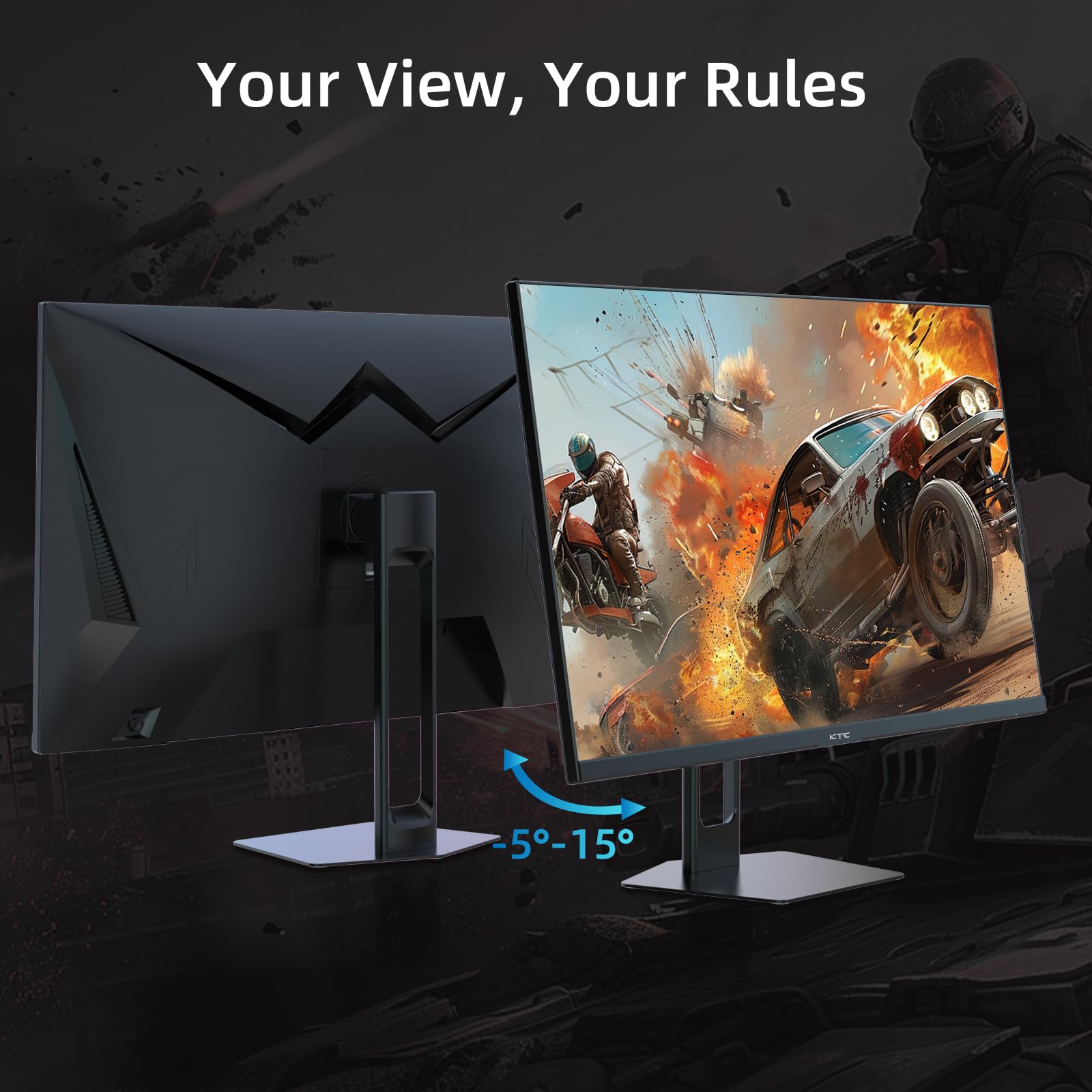 KTC 27” Gaming Monitor 180Hz QHD(2560× 1440p), 1MS,Fast IPS Monitor,122% sRGB,1X DP & 2X HDMI,HDR 10,VESA,FreeSync 144Hz 2K Monitor Black