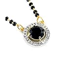 Jewar Mandi Mangalsutra for Women, CZ Multi-Stones Gold-Plated Pendant, Black Crystal Beaded Chain, Traditional Indian Jewelry Necklace for Weddings, Festivals, Gifts - Elegant Mangalsutra Necklace