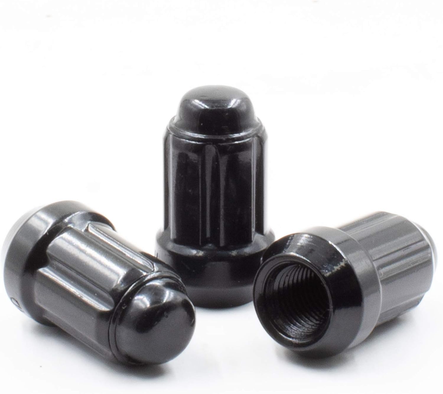 Wheel Accessories Parts Set of 20 1.38" Long Car Lug Nut Closed End Bulge Acorn Spline Lug Nuts Cone Seat Locking with Key (1/2, Black): Automotive