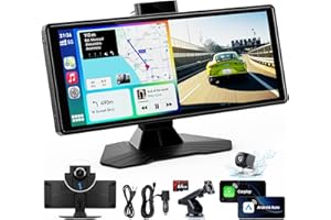 WANAWONG K Portable Wireless Carplay Screen for Car: 10.26" HD Car Tablet Compatible with Apple Carplay Android Auto Stereo Touchscreen with 4K Dash Cam/Backup Camera/GPS Navigation/Mirror Link