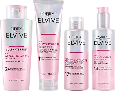 L'Oréal Paris Elvive Glycolic Gloss Set Shampoo Conditioner Rinse 5 Min