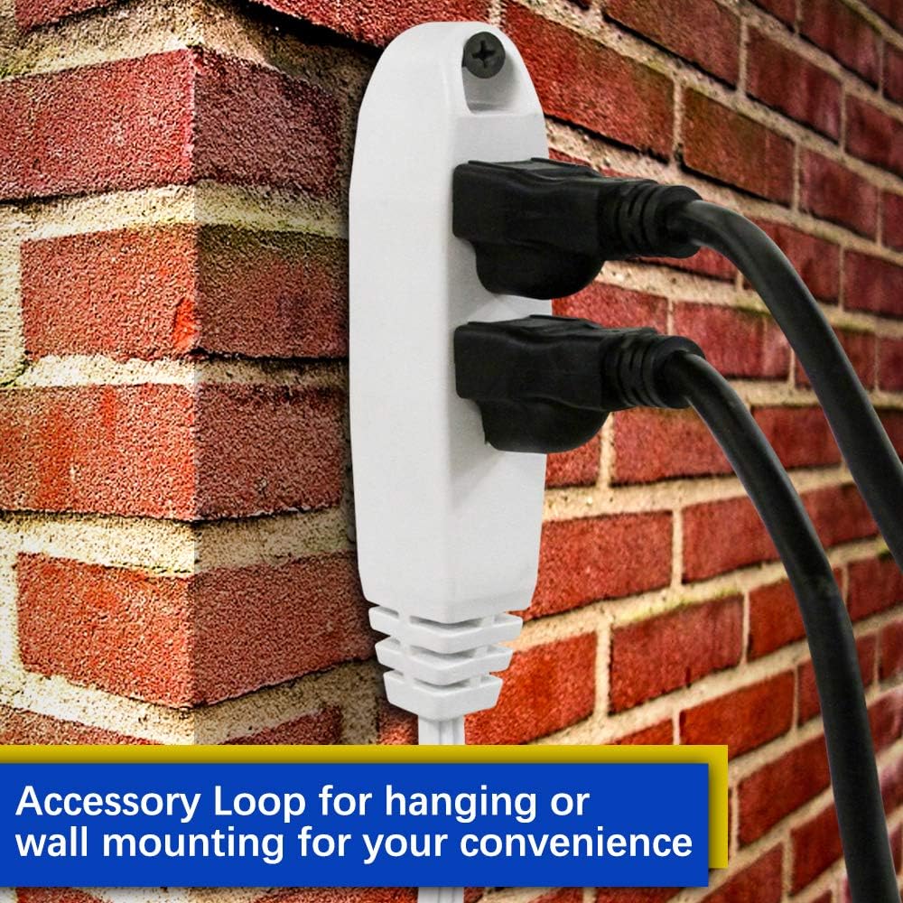 Kasonic 12-Feet 3 Outlet Extension Cord 2 Pack - Triple Wire Grounded Multi Outlet; UL Listed 16/3 SPT-3; 13 Amp - 125V - 1625 Watts (White): Home Audio & Theater