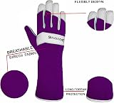 SAWANS Long Gardening Gloves Leather Purple M Goatskin Thorn Proof Forearm view 3