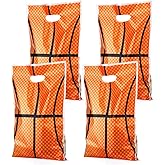PintreeLand 30PCS Basketball Party Favor Bags, Plastic Small Goodie Gift Candy Bags with Handle for Birthday Sport Theme Party