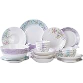42 Pcs Fine Bone China Dinnerware Set,Porcelain&amp;Ceramic Dinnerware Sets,Bone Stoneware &amp; Ceramic Cookware Tableware Set Includes Dinner Plates|Spoons|Pasta Bowls|Soup Pot|Chopsticks