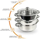 Denny International 22cm 3 Tier Stainless Steel Steamer Set Induction Hob view 8