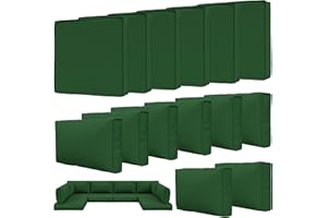 Tounosnt 14 Pcs Outdoor Patio Cushion Covers, Replaceable Waterproof Furniture Covers, Outdoor Non-Slip Covers with Zippers, Couch 3 Sizes, Covers Only (Green)
