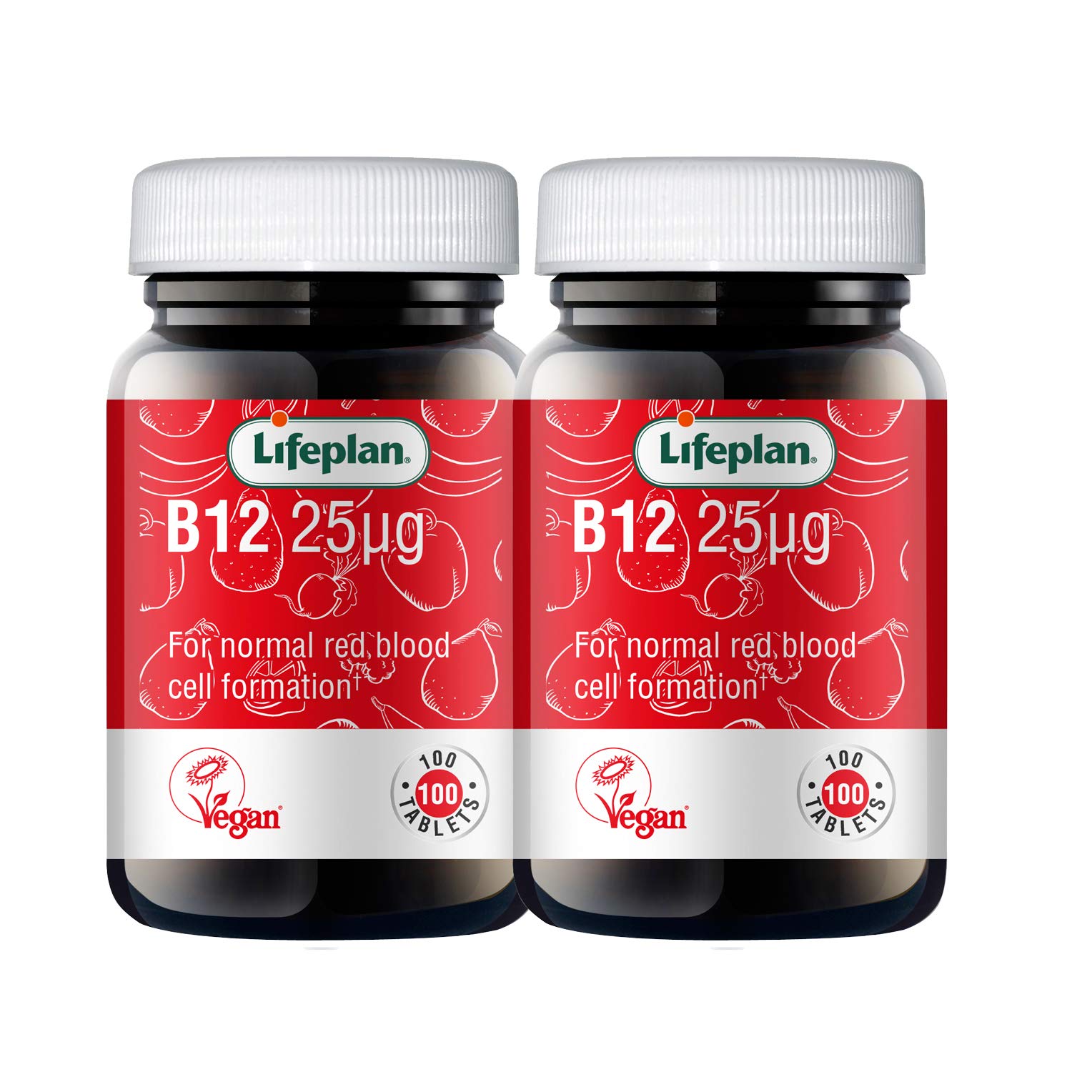 Lifeplan Vitamin B12 25ug - 2 x 100 Tablets