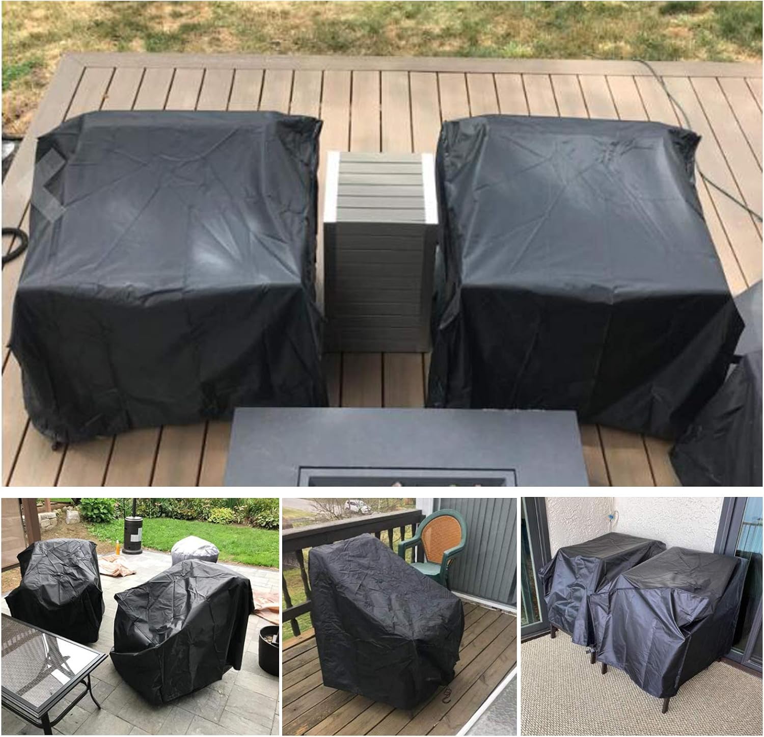 Oslimea Patio Chair Covers Set of 2, Waterproof Chair Cover for Lounge Deep Seat Cover Outdoor Chair Cover, with Drawstring and 4 Buckles Design, 38''Lx31''Dx29''H: Kitchen & Dining