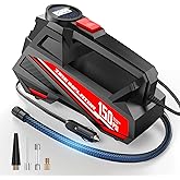 FLYKID Tire Inflator Portable Air Compressor- 12V DC Air Pump for Car Tires with 150PSI LCD Digital Gauge & Emergency LED Light,Auto Tire Pump for Cars,Motorcycles,Bikes,Balls