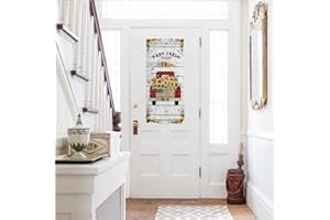 SHINE-HOME Sunflower Red French Sidelight Front Door Curtain for Door Window/Doorways 25"x40", American Farm Truck Flag Flower Retro Wooden Kitchen Small Side Back Window Door Rod Pocket Drape Panel Curtain