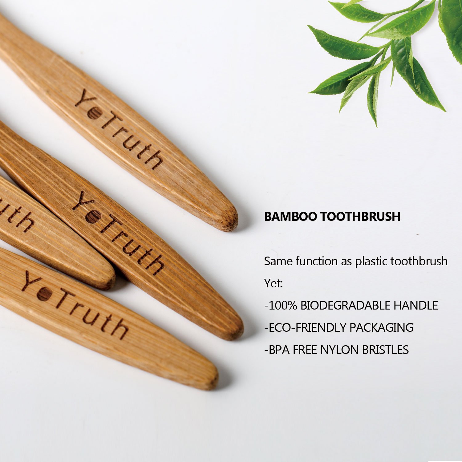 Yotruth Bamboo Toothbrush Set Natural Eco Friendly Bamboo Toothbrush Four Sets of Each box