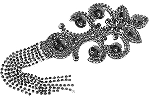 Zerodeko Vintage Rhinestone Tassel Epaulettes Black Fringe Shoulder Patches Handmade Crystal Sewing Decor