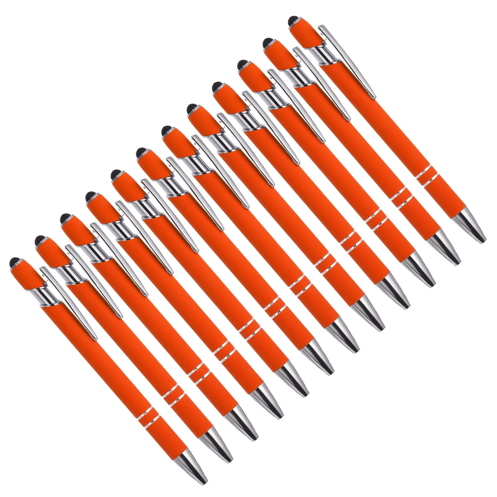 YOKIVE 12 Pcs Ballpoint Pen with Stylus Tip, 2 in 1 Black Ink Metal Stylus Pen 1.0mm Medium Point Style 1, Great for Touch Screens, Office, Studios (Orange)