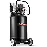 VEVOR 14-Gallon Air Compressor, 2HP 4.3 SCFM at 90PSI, Max 125PSI Pressure Oil-Free Air Compressor Tank, Portable on Wheels for Auto Repair, Tire Inflation, Spray Painting, Woodwork Nailing, 120V