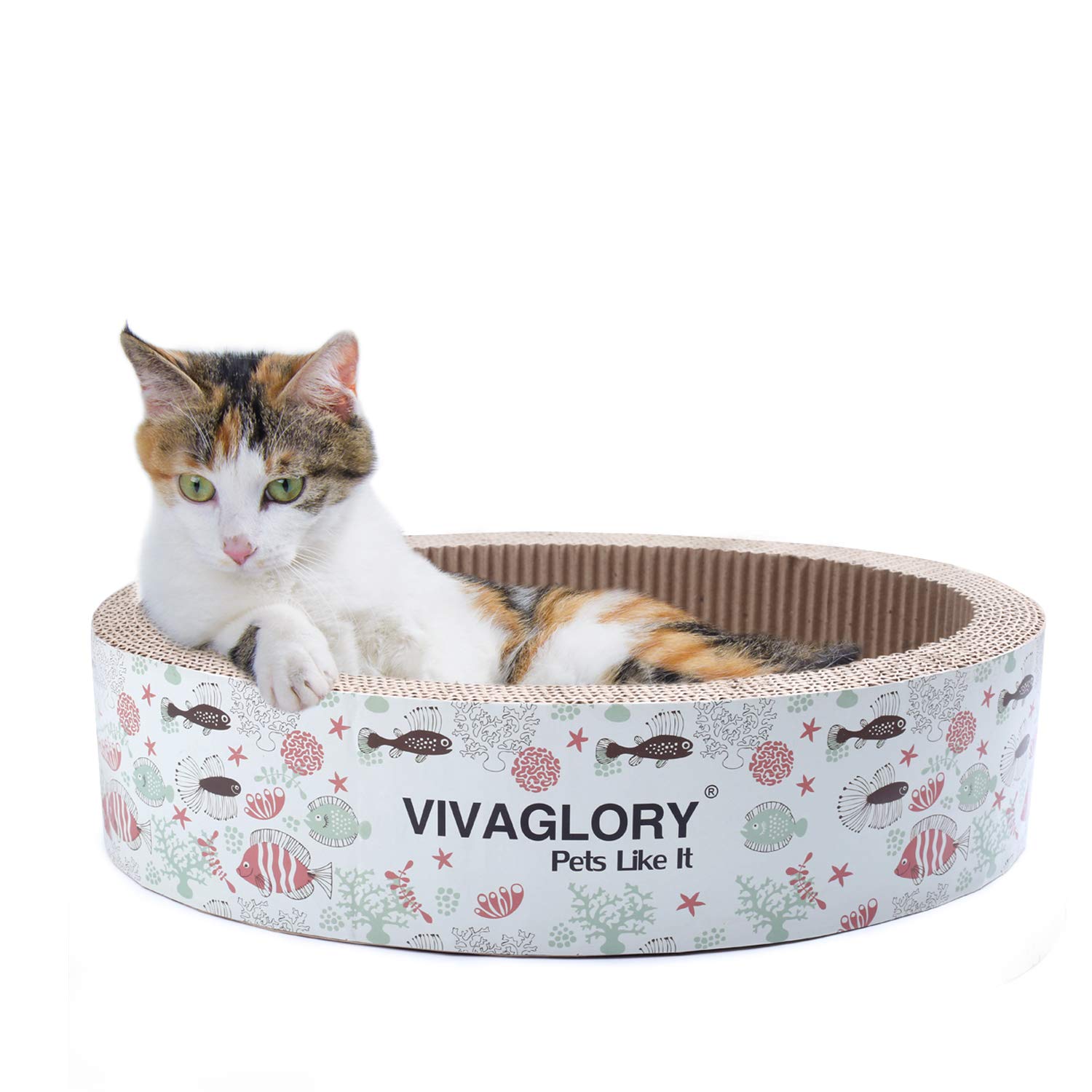 Vivaglory Cat Scratcher Lounge, Oval Cardboard Scratch Bed Scratching