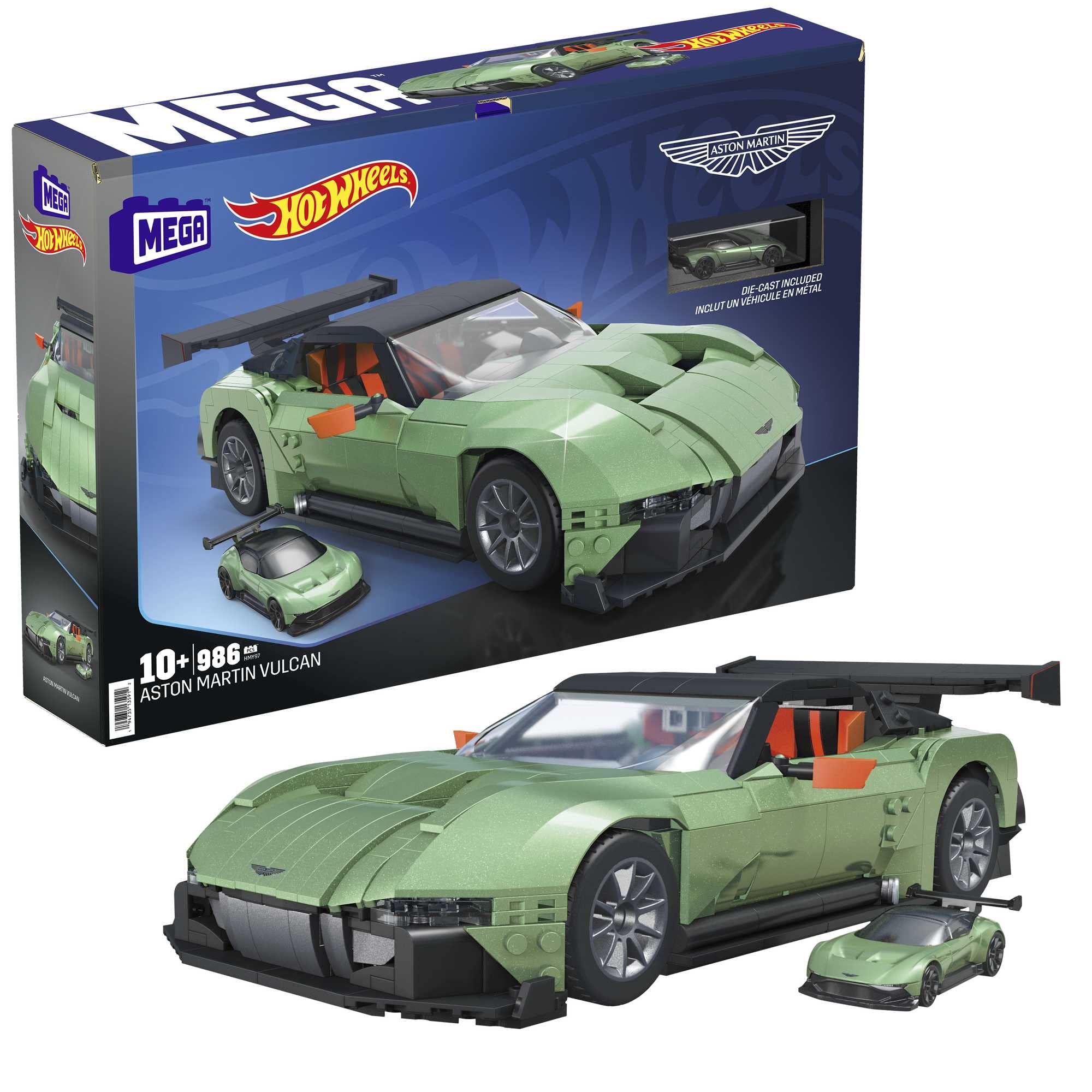 MEGA Hot Wheels Vehicle Building Toys for Adults, Aston Martin Vulcan with 635 Pieces and Die-Cast Model, Gift Ideas for Collectors, HMY97 — image 1