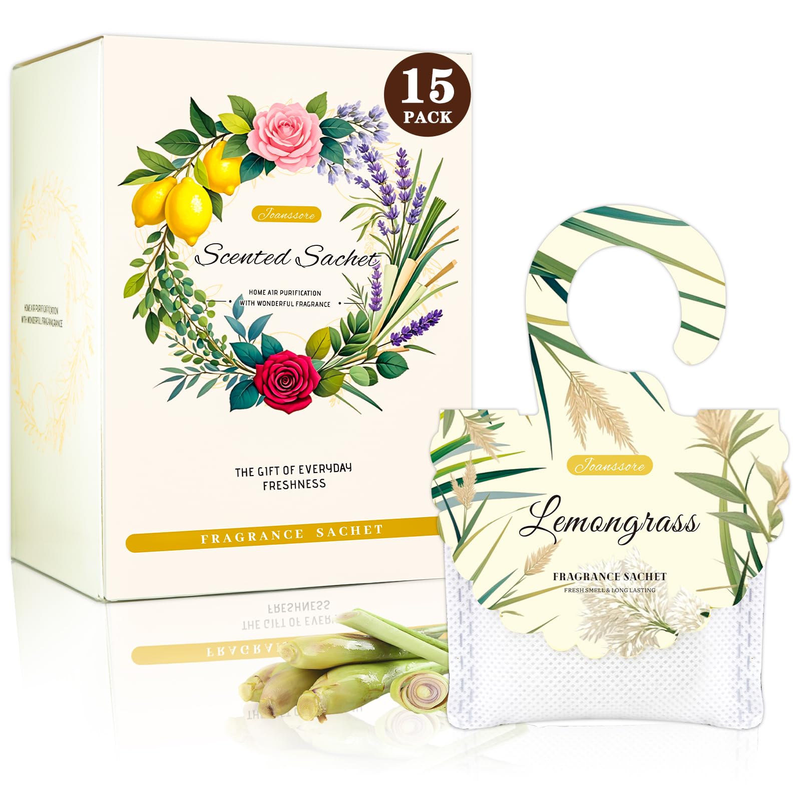 Photo 1 of 15 Packs Lemongrass Scented Sachets Bag for Drawers and Closets, Air Freshener for Home Fragrance Sachet, Long-Lasting Hanging Closet Deodorizer Smell Goods for House