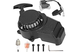 FVRITO Alloy Easy Pull Recoil Start Starter Ignition Coil for 2 Stroke Engine 47cc 49cc 50cc SYX Taotao Coolster SSR MotoTec Chinese Mini ATV Quad 4 Wheeler Go kart Pit Dirt Pocket Bike Motor Black