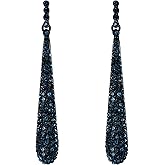 BriLove Wedding Bridal Elegant Crystal Beaded Teardrop Long Dangle Earrings for Women
