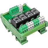 GUETNEU Relay Board, Relay Module 4 Channel 1 SPDT DIN Rail Mount 24V DC/AC | Interface Board(FY-T734C-D24)