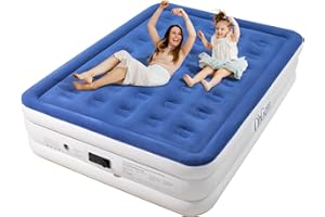 OhGeni Air Mattress Queen with Built in Pump,18 Inch Elevated Quick Inflation/Deflation Inflatable Bed,High Durability Blow Up Mattresses for Camping, Indoor, Guests Air Bed, Blue