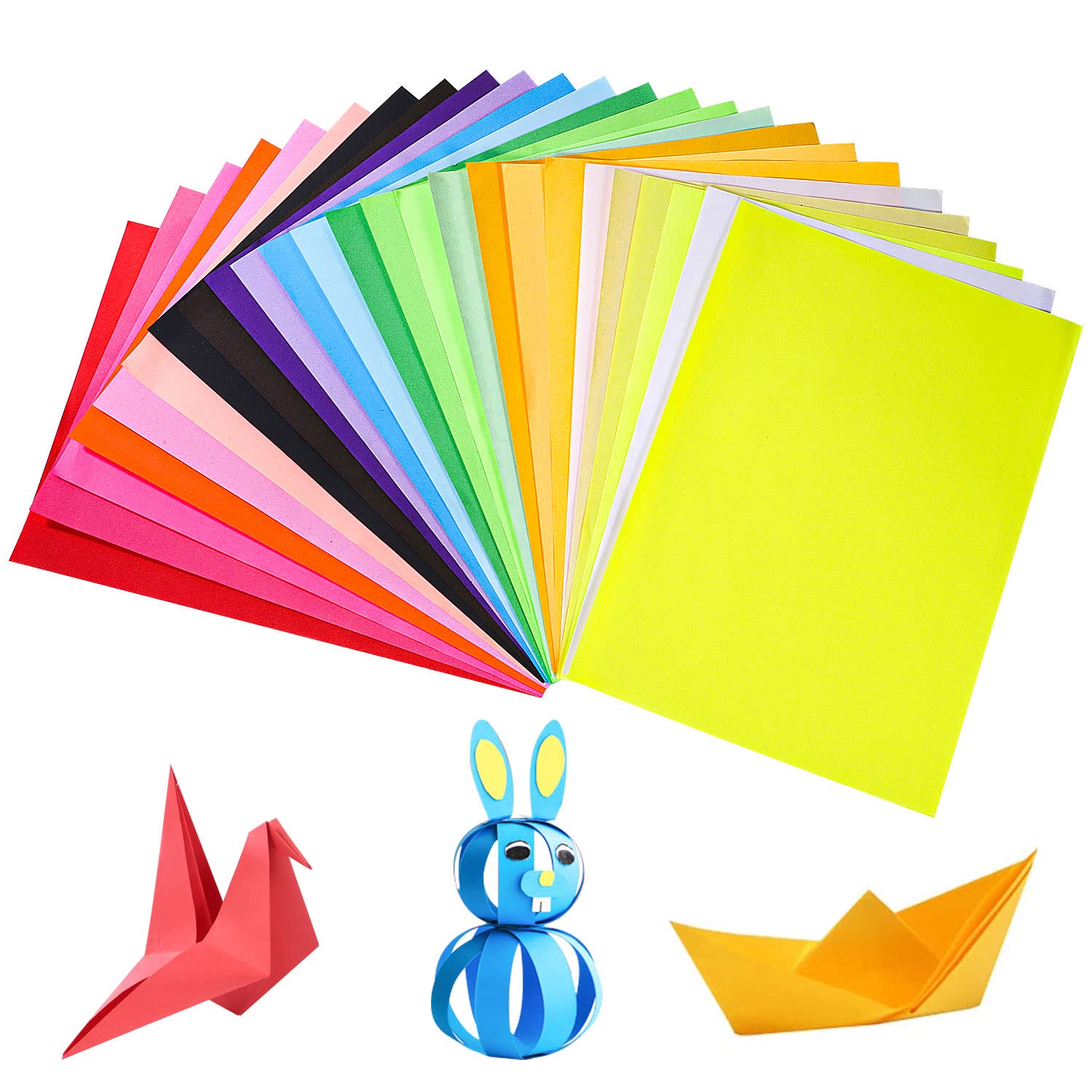 200 Sheets Coloured Paper, A4 Double-Sided Origami Paper Craft Paper Origami Kit Colorful Drawing Copy Papers for DIY School Arts Crafts Activities