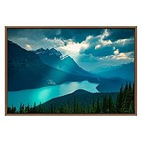 SIGNWIN Framed Canvas Wall Art Sunrise in Peyto Lake - Alberta Canada Landscape Wilderness Photography Modern Art Contemporary Scenic Dramatic for Living Room, Bedroom, Office - 16
