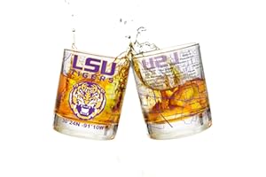 Greenline Goods - Louisiana State University Whiskey Glass Set (2 Low Ball Glasses) - Full Color LSU Logo & Campus Map - LSU Tiger Gift for College Grads & Alumni - College Cocktail Glassware