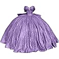 KPDFIF Sparkly Beaded Quinceanera Dresses with Train Off Shoulder Sweet 16 Dresses Puffy Tulle Ball Gown