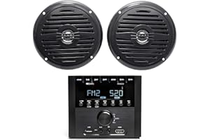 MB Quart RVM2.0 2-Zone RV Receiver Bluetooth Radio Stereo Bundle with Pair Rockville MS525B 5.25" 400 Watt Waterproof Marine Boat Speakers 2-Way Black