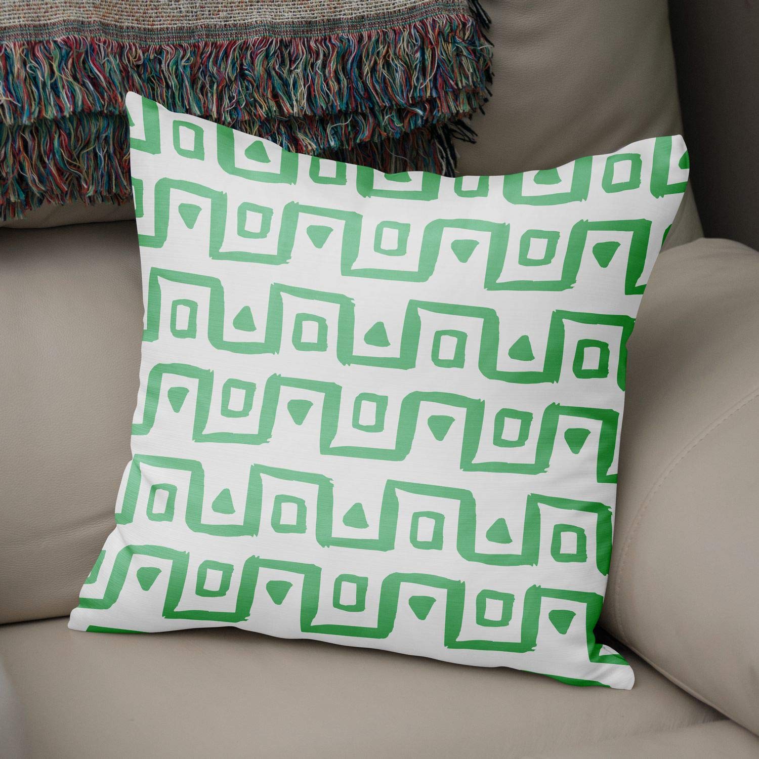 Bonamaison Decorative Cushion Cover Petrol Green & White, Throw Pillow Covers, Home Decorative Pillowcases for Livingroom, Sofa, Bedroom, Size: 50x50 Cm - Designed and Manufactured in Turkey