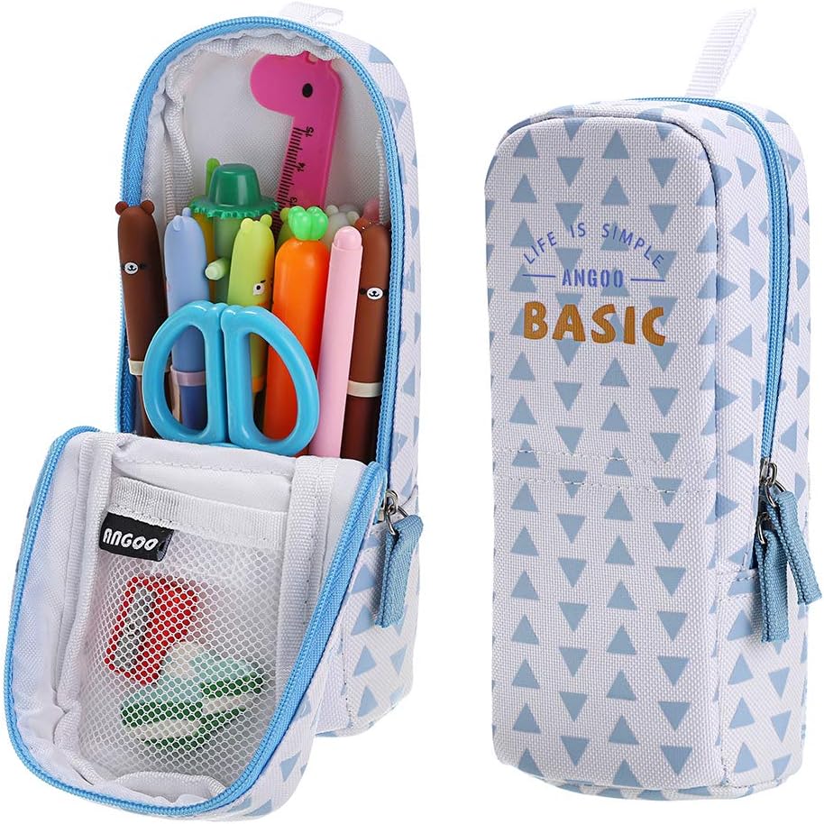 BSTKEY Stand Up Canvas Pencil Case Pencil Holder Storage Bag, Makeup