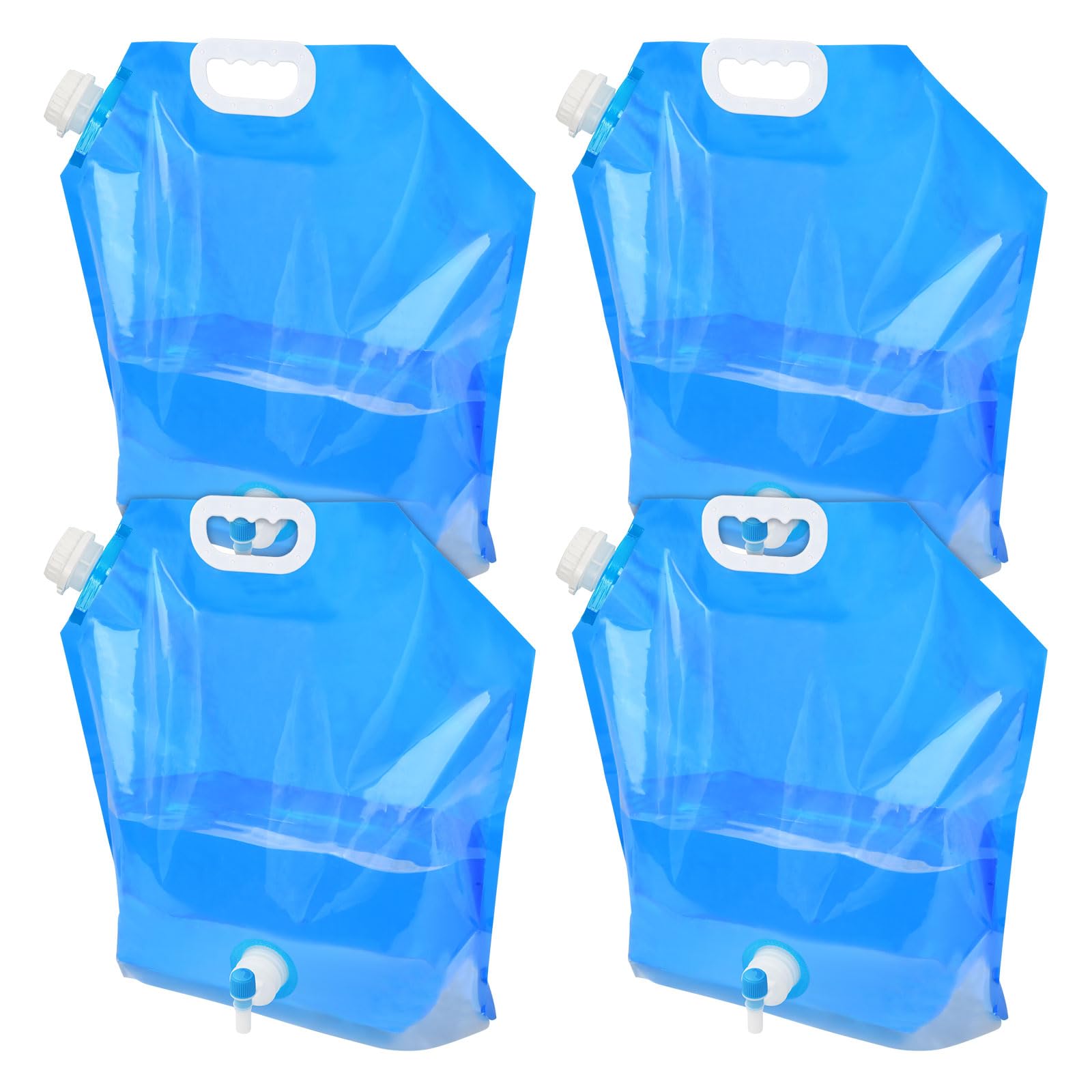Rundago 10L Water Container 4Pcs Collapsible Water Container Water Carrier Water Storage Containers Camping Water Containers (4, blue 10L with tap)