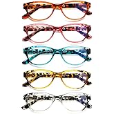 SIGVAN Ladies Cat Eye Reading Glasses 5 Pairs Blue Light Blocking Spring Hinge Fashion Pattern Print Readers for Women