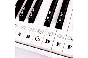 BASTON Piano Keyboard Stickers for Beginners 88/76/61/54/49/37 Keys - Removable, Transparent, Double Layer Coating Piano Stickers - Perfect for Kids, Big Letters, Easy to Install with Cleaning Cloth