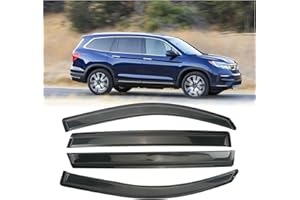 AOKAILI Window Visor Deflectors Rain Guards Fit 2016 2017 2018 2019 2020 2021 Honda Pilot,4Pcs Smoke Black Tinted Tape-On Side Window Visor