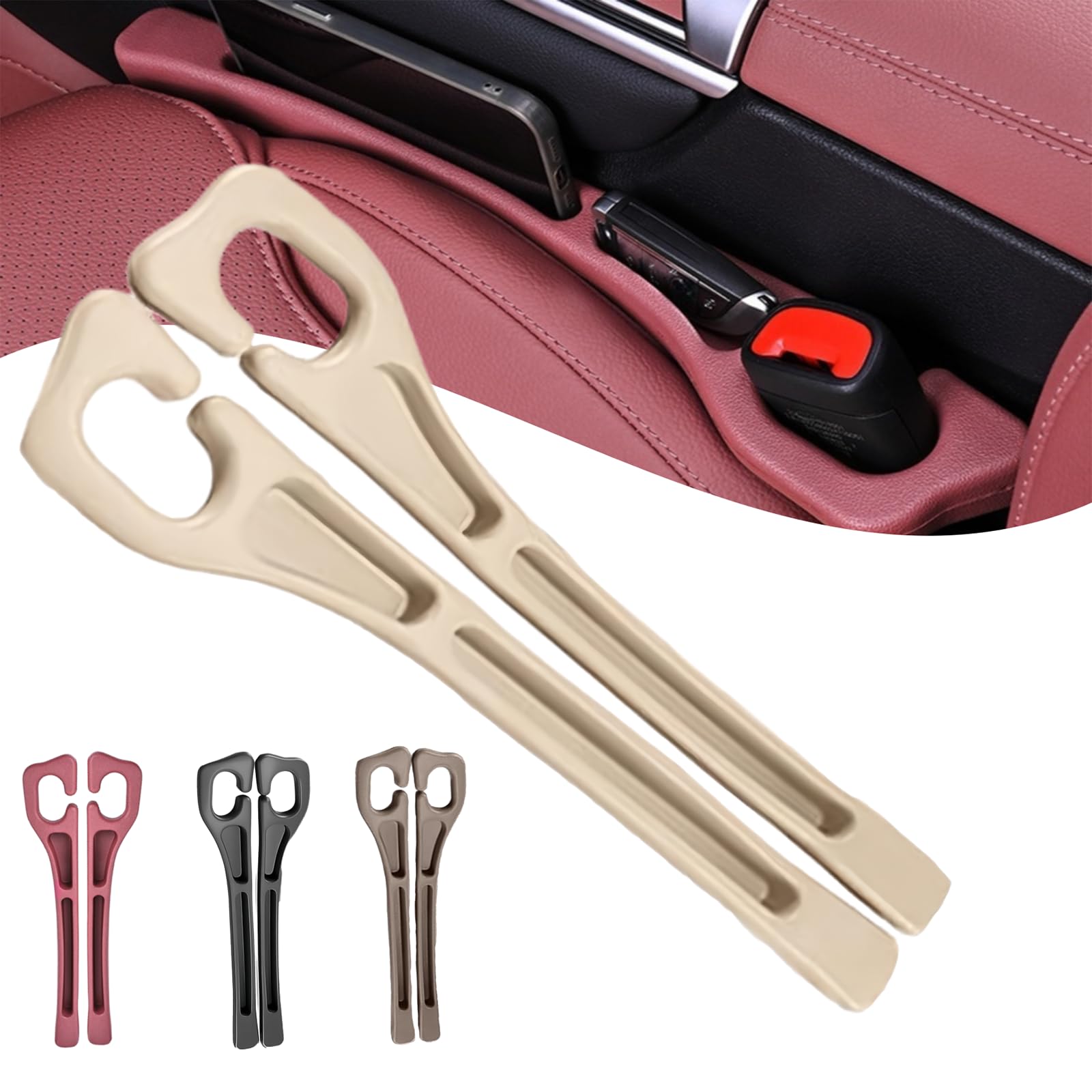 Photo 1 of 2PCS Car Seat Gap Filler Organizer, No Drop Seat Guard, Automotive Trays & Bags, Drop seat Gap fillers Between Seat and Console Stop Things from Dropping, Perfect for Car, SUV, Truck (Beige)