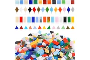Lyellfe 800g Mosaic Tiles, Mosaic Glass Pieces Bulk in 4 Styles, Mixed Color Stained Glass Pieces for Home Decoration, DIY Cr