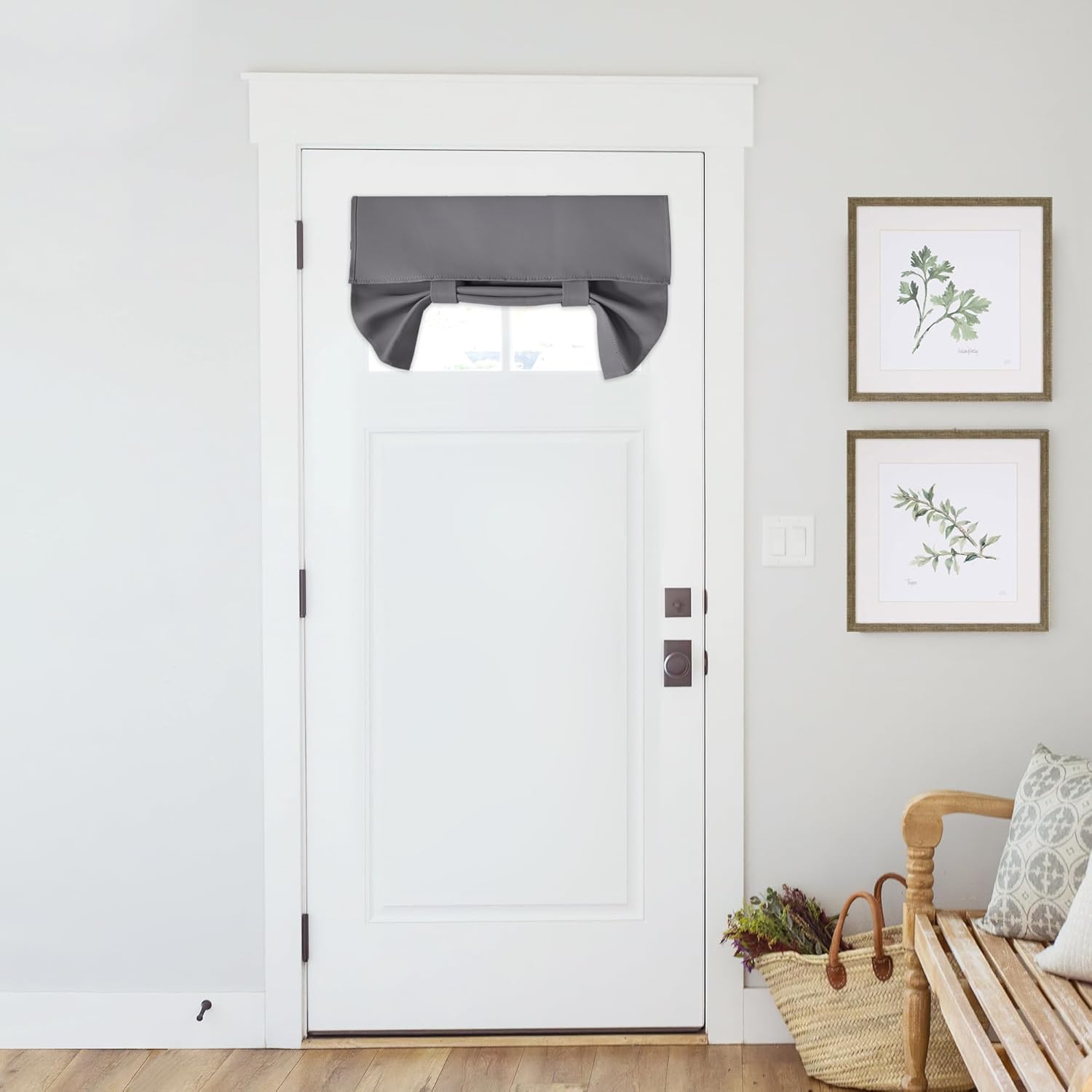 Outdoor Curtains - PONY DANCE Front Door Window Covering, Blackout Small Door Curtains for Privacy, Half Door Window Curtains Thermal Insulate Covering for Patio Door Glass Door, Grey, 26 inch x 18 inches, 1 Panel