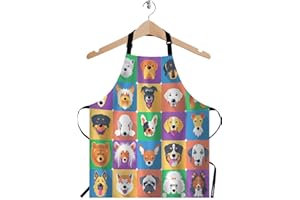 WONDERTIFY Dog Apron,Various Breed Family Pet Dog Collection Picture Bib Apron with Adjustable Neck for Men Women,Suitable for Home Kitchen Cooking Waitress Chef Grill Bistro Baking BBQ Apron